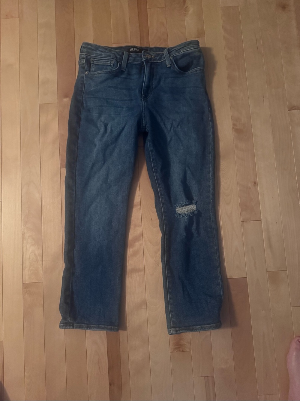 Just Black Blue Straight-Leg Jeans with Black Side Stripe
